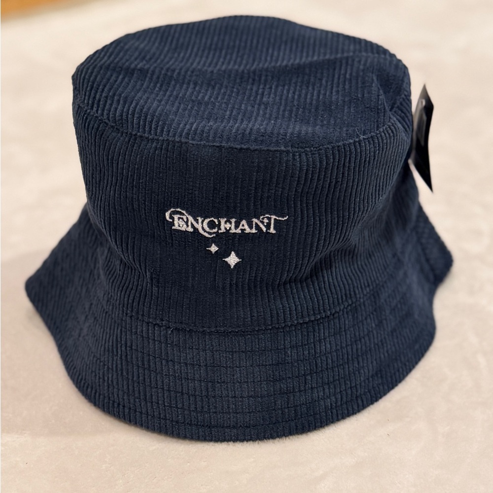 New Navy blue Corduroy two sided bucket key hat from Enchanted